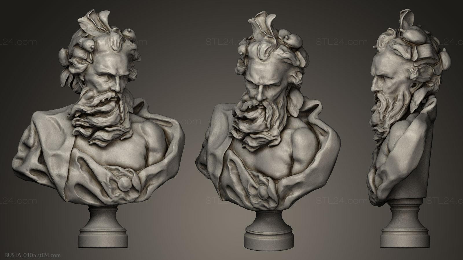 Бюсты и головы античные и исторические (Нептун, BUSTA_0105) 3D модель для ЧПУ станка